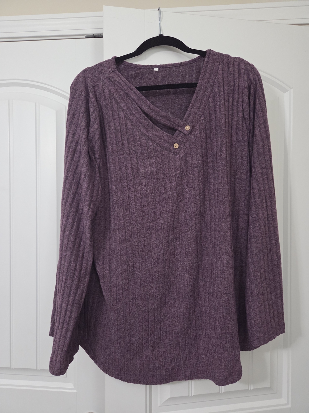 Women's Ribbed Button-Accent Knit Top - Purple